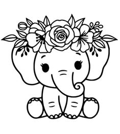 an elephant with flowers on its head