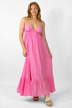 Pink Beach Dresses, Hoco Shoes, France Fits, Bright Maxi Dress, Conservative Dresses, Pink Sundress, Pink Summer Dress, Plus Size Maxi, Long Summer Dresses