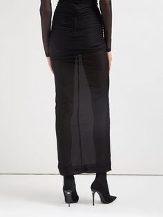 Find DOLCE & GABBANA Draped Tulle Jersey Long Skirt W/ Flower on Editorialist. Concealed back zip closure. Includes detachable belt and flower detail. Double layered skirt panels. Lined. Model is wearing a size40 Tulle Skirt Black, Tulle Maxi Skirt, Cotton Maxi Skirts, Tulle Midi Skirt, Layered Tulle Skirt, Latest Skirts, Jersey Skirt, Black Tulle, Flower Detail