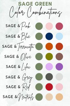 the color combinations for sage green and other colors are shown in this graphic style, which includes