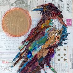 Golden Crow by Elizabeth St Hilaire-VARPDX81268 Image 1 Animal Collage Art, Crow Goddess, Easy Collage, Collage Birds, Scrap Collage, Birds Collage, Blackbird Art, Collage Quilting, Magpie Art