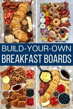 the breakfast board is full of different types of food