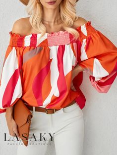 Lasaky - Colorblock Boat Neck Loose Long Sleeve Top - Perfect for Resort Wear Loose Long Sleeve, Color Block Top, Jeans Size Chart, Dress Size Chart, Dress Size Chart Women, Resort Wear, Boat Neck, Long Sleeve Top, Plus Size Fashion