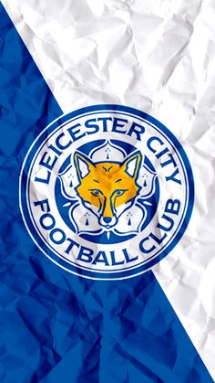 an image of a logo on the side of a blue and white paper background that says leicester city football club