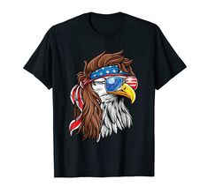 PRICES MAY VARY. Solid colors: 100% Cotton; Heather Grey: 90% Cotton, 10% Polyester; All Other Heathers: 50% Cotton, 50% Polyester Imported Pull On closure Machine Wash Patriotic 4th of July shirt for men, women & kids. Features USA bald eagle wearing a American flag glasses, bandana & mullet. Proud eagle shirt for patriots & veterans to wear on Fourth of July, national holidays, Veterans Day, Presidents Day, Labor Day. 4th of July eagle shirt for men, women & kids. Show respect for the veterans Show Respect, America Independence Day, Patriotic Eagle, Funny 4th Of July, American Flag Tshirt, Eagle Shirts, 4th Of July Shirt, T Shirt Image, National Holidays