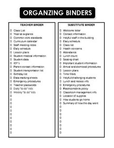 a printable worksheet for organizing binders