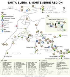 a map of santa elana and monteverde region