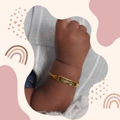 Introducing the cutest personalized baby bracelet on the market! This bracelet is perfect for your little one, from newborn to 3 years old. Create a one-of-a-kind keepsake by customizing the front and back with your child's name and date of birth. Add a special touch by including an emoji next to the name (👑 🤍 ✝️). ✝️ ) Safety Safety is our top priority, which is why we use only the safest materials and enforce strict purity and safety testing on an ongoing basis. Our products comply with ASTM Customized 14k Gold Name Bracelet For Personalized Gift, Personalized 14k Gold Adjustable Bracelets, Customizable Adjustable 14k Gold Name Bracelet, Custom Name 14k Gold Bracelet For Personalized Gift, Customizable 14k Gold Adjustable Name Bracelet, Personalized 14k Gold Bracelet Gift, Customizable Yellow Gold Nameplate Bracelet, Personalized Adjustable Nameplate Gold Bracelet, Adjustable Gold Bracelet With Custom Name For Personalized Gift