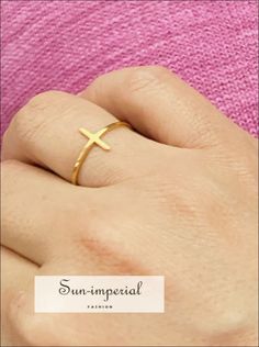 Such a precious slim dainty side cross ring. Size 7 is only size, can be worn any finger that fits and it will add extra edge to your style. Stainless Steel 18K gold plated. Lead and Nickel Free Made in China Casual Rings, Chic Rings, Usa Jewelry, Womens Watches Luxury, Cross Ring, Chic Boutique, Ring Collections, Hair Accessories Headbands, Steel Jewelry