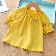 Ruffle T-shirt for Toddler Girl Wholesale Children's Clothing - PrettyKid Baby Shirt Design, Simple Dress For Girl, Kids Clothes Diy, Kids Party Wear Dresses, Kids Dress Collection, Clean Heart, Ruffle T Shirt, Girls Dresses Sewing, Kids Frocks Design