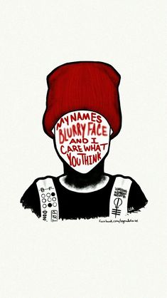 a drawing of a person with a red hat on top of their head and the words, my name's bunnyface is that doesn't look at what you think