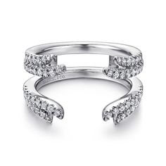 two white gold rings with diamonds on them