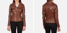 Buy Flashback Brown Leather Biker Jacket For Women Made of Sheepskin Leather. Free Shipping in USA, UK, Canada, Australia & Worldwide With Custom Made to Measure Option. Chic Brown Leather Biker Jacket, Maroon Leather Jacket, Brown Leather Coat, Black Leather Biker Jacket, Maroon Leather, Shopping Photography, Leather Biker Jacket, Distressed Leather, Biker Jacket