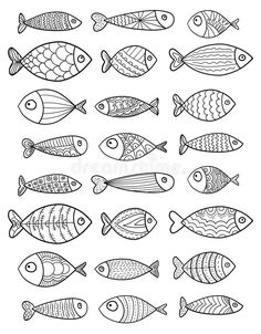 the different types of fish that can be seen in this coloring book royalty - art illustration