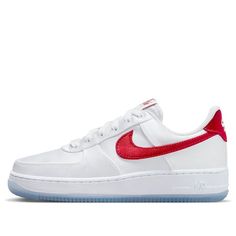 (WMNS) Nike Air Force 1 Low '07 'Satin White Varsity Red' DX6541-100 Nike Air Force 1 Low Red, Casual Nike Air Force 1 Low-top In University Red, Red Nike Air Force 1 Low-top Casual Shoes, Nike Air Force 1 Low-top Red Sole For Streetwear, Red Low-top Nike Air Force 1 Synthetic, Air Force 1 Low, Air Force 1, Force, Nike Air Force