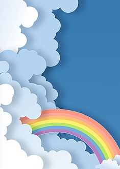 an image of a rainbow in the sky with clouds and blue sky behind it on a sunny day