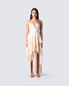 Violette Ivory Layered Maxi Dress Pretty And Polished, Layered Maxi Dress, White Corset Dress, Ivory Maxi Dress, Seize The Moment, Panel Skirt, Future Of Fashion, Backless Maxi Dress, Welcome To The Future