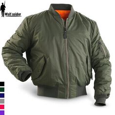 Men's Flight Bomber Jacket Military Pilot Jacket US Army Air Force Coats Outwear | eBay Winter Stand Collar Outerwear For Outdoor Activities, Winter Outerwear For Outdoor Activities With Stand Collar, Spring Windproof Outerwear For Cold Weather, Windproof Windbreaker For Cold Weather In Fall, Windproof Outerwear For Outdoor Activities In Fall, Winter Outdoor Sport Coat With Long Sleeves, Fall Windbreaker For Outdoor Activities With Long Sleeves, Khaki Long Sleeve Sport Coat For Winter, Fall Long Sleeve Windbreaker For Outdoor Activities