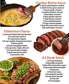 the recipe for steak is shown with different ingredients and instructions to make it in minutes