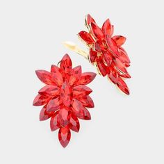 Oval Red Crystal Cluster Clip on Gold Earrings Evening Earrings, Red Crystals, Crystal Cluster, Red Gold, Clip On, Gold Earrings, Gold Metal, Lowest Price, On Sale