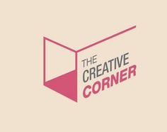 the creative corner logo is shown in pink and grey colors, with an open door leading into