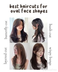 Oval U Shaped Layer, Hair For Oval Face Shape Long, Oval Shaped Face Aesthetic, Oval Long Hair, Haircut For Oval Face Shape Girl, Layered Haircut Oval Face, Hair Color For Oval Face Shape, Haircuts On Oval Face, Oval Face Haircuts Bangs