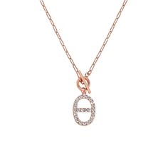 Theta Necklace Elegant Necklace With Si Clarity Oval Pendant, Theta Symbol, Pig Nose, Rose Gold Chain, Rose Gold Necklace, Metal Material, Ankle Bracelets, Sterling Silver Necklace, Inner Peace