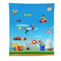 an image of mario and luigi flying over the city in super mario bros wii game