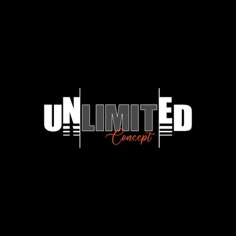 the logo for an upcoming project called, unlimted concept with black background and white lettering