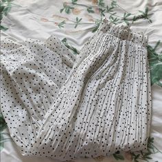 Flowy And Breezy Skirt, Super Cute! Needs A Slip Under It. Polka Dot Long Skirt For Spring, Spring Polka Dot Long Skirt, Polka Dot Pleated Skirt For Spring, Chic Polka Dot Midi Skirt, Casual Polka Dot Bottoms For Party, Polka Dot Casual Party Bottoms, Casual Polka Dot Party Bottoms, Polka Dot Lined Skirt Bottoms For Day Out, Casual Polka Dot Pleated Skirt