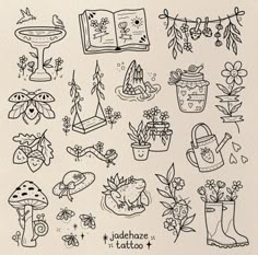 an image of doodles on paper with flowers and plants