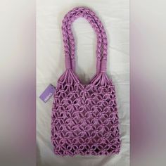 Claire's Net Tote Shoulder Bag Color: Purple Size Measure: (19x9) Inch 100% Poliester Nwt Casual Purple Beach Bag, Purple Crochet Tote Bag For Summer, Summer Purple Crochet Tote Bag, Purple Summer Bags For Daily Use, Purple Summer Bag For Daily Use, Summer Purple Bags For Daily Use, Summer Purple Bag For Daily Use, Spring Beach Bag In Purple, Purple Bags For Spring Vacation