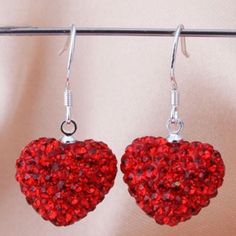 Hook Style Back Earrings Color, Heart Earrings, Lady In Red, Crochet Earrings, Jewelry Earrings, Women Jewelry, Crochet, Red, Women Shopping