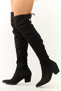 Black Faux Suede Drawstring Thigh High Boots | Lime Lush Boutique High Thigh Boots, Faux Leather Outfits, Lime Lush Boutique, Thigh Boots, Lime Lush, Ghost Face, Cropped Flare Jeans, Thigh Boot, Platform Espadrilles