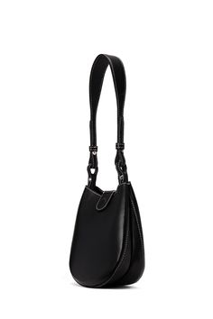 Matt black calfskin small saddle bag White contrast threading details. Fold-over flap with magnetic closure. Embossed logo. Two leather straps in different length, short one for side-shoulder baguette-carry and long one for crossbody carry. 1 bonus inner pouch detachable with chain. -------------- Bag size: approx. 7.5”W x 7”H x 3”D (19cm x 17.5cm x 7.5cm). one Shorter adjustable leather strap drop: approx. 8.5" to 9.5" (22cm to 25cm). One Longer adjustable leather strap drop: approx. 18" and 22 Black Leather Saddle Shoulder Bag, Calf Leather Saddle Bag For Evening, Black Calf Leather Shoulder Bag, Classic Black Leather Baguette Bag, Black Leather Baguette Bag For Business, Black Leather Baguette Bag For Evening, Chic Black Leather Saddle Bag, Classic Black Leather Saddle Bag, Classic Black Baguette Bag In Soft Leather