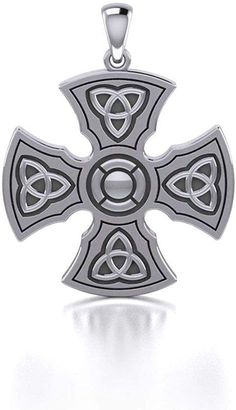 Jewelry Trends Celtic Trinity Knights Templar Cross Sterling Silver Pendant Necklace 22" - Crafted of the finest .925 Sterling Silver, this fascinating pendant showcases a Celtic Cross inspired by the Knights Templar medieval era. Each of the four arms of this wonderful design is accented with the Celtic Trinity knot. This highly polished pendant is strung on a 22-inch sterling silver box chain that secures with a spring-ring clasp. This Celtic Trinity Knights Templar Cross necklace is a symbol Celtic Crosses, Templar Cross, Medieval Era, Stone Jewellery Designs, Celtic Trinity Knot, Celtic Necklace, Celtic Earrings, Celtic Pendant, Cross Jesus