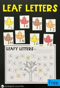 the leaf letter matching game for kids to practice their handwriting and number recognition with free printables