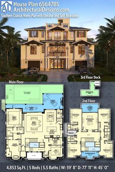 the floor plan for this house is very large and has lots of windows on each level