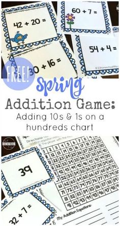 the spring addition game with numbers and letters