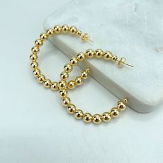 - Earrings Size:Width: 45mm | Thickness: 6mm Gold Beaded Hoop Earrings, Gold Small Hoop Earrings With Spacer Beads, Hoop Beaded Earrings With Spacer Beads, Gold Hoop Earrings With Spacer Beads, Gold Hoop Beaded Earrings, Hypoallergenic Gold Beaded Hoop Earrings, Beaded Hoop Earrings, Beaded Hoops, Jewelry Earrings Hoops