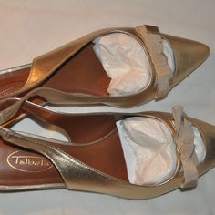 Gold Slingback Compound Heels. Low, About 1-1.5in. Only Worn Once, If At All. Heels Gold, Pointed Toe Heels, Shoes Women Heels, Gold Color, Shoes Heels, Women Shoes, Heels, Women Shopping, Gold