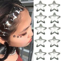 Top Rated Y2K Metal Star Hair Clips Snap Hair Barrettes Non Slip Star Hair Accessories, Womens Accessories Star Hair Clips, Y2k Hair, Hair Accessories Clips, Star Hair, Metal Hair Clips, Learn Korean, Fashion Hair Accessories, Colour Star, Metallic Hair