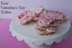 valentine's day toffe on a cake plate