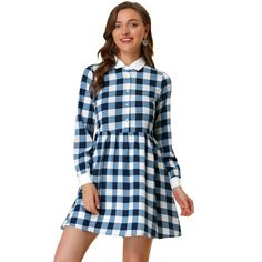 Add this classic plaid piece to your wardrobe. It will never be out of fashion. The cute and chic design of the dress will create a charming look. The style of contrast collar and cuffs give this lovely plaid dress a playfully charming look. This plaid dress can be paired with ankle boots for a spring ensemble. Very friendly to plump girls. Please check your measurements to make sure the item fits before ordering. Collar Shirt Dress, Collared Shirt Dress, Plaid Dress Shirt, Sweater Dress Midi, Contrast Collar, Women Midi, Long Sleeve Midi, Casual Fall Outfits, Collar Shirt