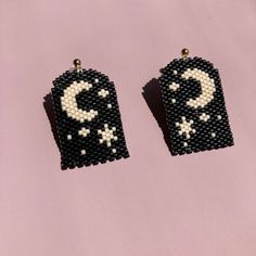 Witchy Earrings, Stitch Earrings, Earrings Moon, Brick Stitch Earrings, Crescent Moon Earrings, Celestial Jewelry, Moon And Stars, Moon Earrings, Brick Stitch