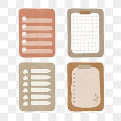 four different types of kitchen utensils on a transparent background png clipart