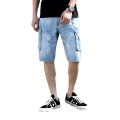 Make a statement this summer with our Cargo Blue Ripped Denim Shorts from the 2023 Summer Collection! These medium-waist shorts boast a fashionable blend of aged and modern day style, with a zipper and button closure that provides both comfort and class. Show off your individual style with the laid-back natural hem, while capturing classic sophistication with the luxe denim fabric.Why These Shorts are a Summer Must-HaveExperience the undeniable appeal of fashion-forward vibe and vintage charm. P Blue Cargo Shorts For Summer, Blue Summer Cargo Shorts, Ripped Denim Shorts For Streetwear, Ripped Cotton Knee-length Shorts, Ripped Light Wash Jean Shorts For Streetwear, Light Wash Ripped Jean Shorts For Streetwear, Light Wash Ripped Shorts For Streetwear, Casual Ripped Knee-length Jeans, Ripped Denim Knee-length Jean Shorts