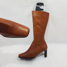 Introducing vintage brown boots with a low heel. These women's knee-length boots with square toe are comfortable and practical. For narrow to medium foot. Thanks to the elastic at the top, it fits the shin well. The retro style, will emphasize the beauty of your legs. They are made of genuine leather and fit well around the shank. Made in Italy. The fashion of the 90's - 00's offers you an iconic look that will stand the test of time. In good condition. On request I can send additional photos. M Mod Boots, Brown Vintage Boots, Boots Shoes Women, High Heeled Boots, Knee Length Boots, Women Y2k, High Heel Boots Knee, Womens Knee High Boots, Boots Women