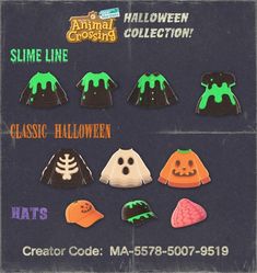 an advertisement for halloween costumes on a black background with the words slime line collection