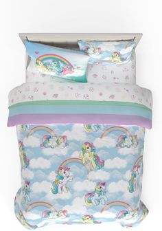 Amazon.com: Franco Collectibles My Little Pony Classic Retro Rainbow Bedding 7 Piece Super Soft Comforter and Sheet Set with Sham, Full, (100% Official Licensed Product) : Home & Kitchen Apple Watch Bands Fashion, Bed Comforter Sets, Reversible Comforter, High Quality Bedding, Pastel Stripes, Linen Set